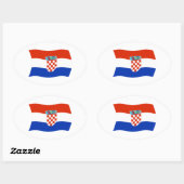 Ovale Sticker Drapeau Croatie (Feuille)