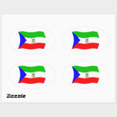 Ovale Sticker Drapeau de Guinée équatoriale (Feuille)