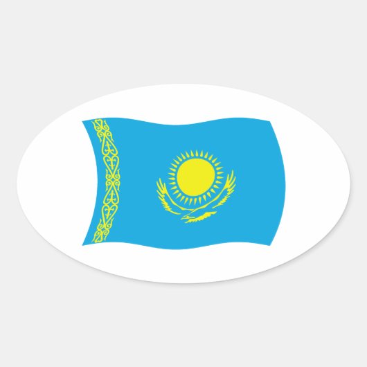 Ovale Sticker Drapeau Kazakhstan (Devant)