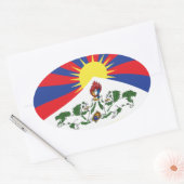 Ovale Sticker Drapeau Tibet (Enveloppe)