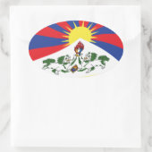 Ovale Sticker Drapeau Tibet (Sac)