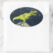 Ovale Sticker du capitaine T-rex Dinosaure spatial (Sac)