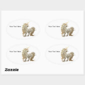 Ovale Sticker en licorne dorée (Feuille)