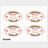 Ovale Sticker en Merci de Baby shower de fraise rose (Feuille)