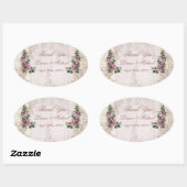 Ovale Sticker en Merci Mariage rose rose vintage (Feuille)