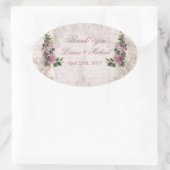 Ovale Sticker en Merci Mariage rose rose vintage (Sac)