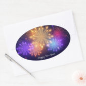 Ovale sticker 'Gelukkig Nieuwjaar' (Envelop)