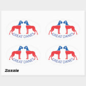 Ovale Sticker Great Danes (Feuille)