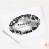 Ovale Sticker Leopard de mode Bijoux Blanc Noir (Enveloppe)