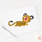 Ovale Sticker Leopard Facétieux Cartoon (Enveloppe)