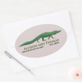 Ovale Sticker Mariage Alligator. Floride Caroline du Sud (Enveloppe)