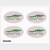 Ovale Sticker Mariage Alligator. Floride Caroline du Sud (Feuille)