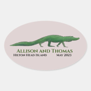 Ovale Sticker Mariage Alligator. Floride Caroline du Sud