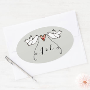 Ovale Sticker Mariage pour colombes blanches personnalis
