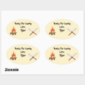 Ovale Sticker Merci de la fête de camping (Feuille)