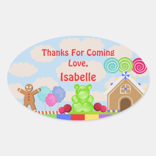 Ovale Sticker Merci de la fête de la Terre Candy (Devant)
