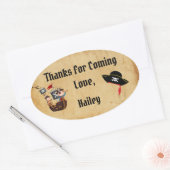 Ovale Sticker Merci de la fête pirate (Enveloppe)