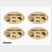 Ovale Sticker Merci de la fête pirate (Feuille)