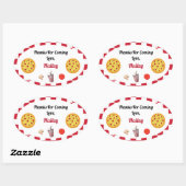 Ovale Sticker Merci Pizza Party (Feuille)