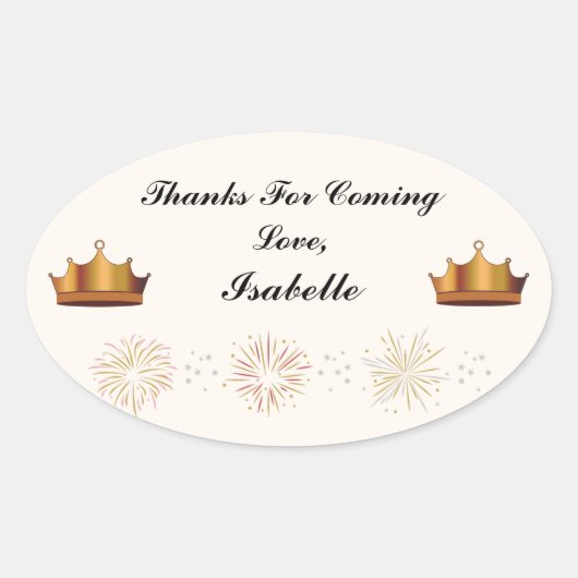 Ovale Sticker Merci Rapunzel Party (Devant)