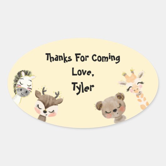 Ovale Sticker Merci Safari Party (Devant)