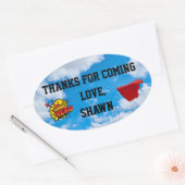 Ovale Sticker Merci Superhero Party (Enveloppe)