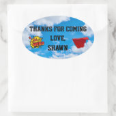 Ovale Sticker Merci Superhero Party (Sac)