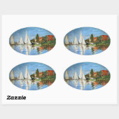 Ovale Sticker Monet Impressionism Boats (Feuille)