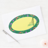 Ovale Sticker Monogram rose (Enveloppe)