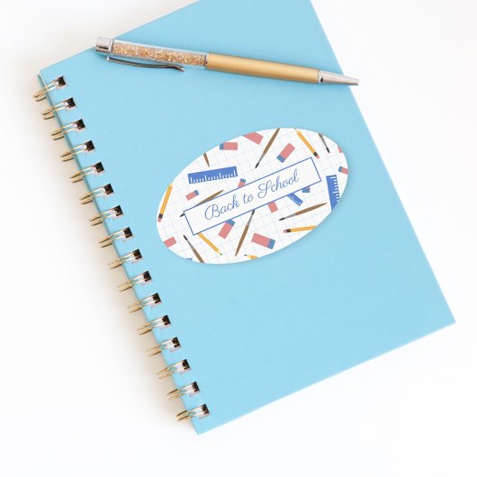 Ovale Sticker Motif Fournitures scolaires