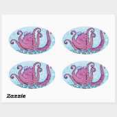 Ovale sticker octopus mignon (Feuille)