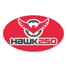 Sticker Oval Arrière - plan rouge Hawk 250