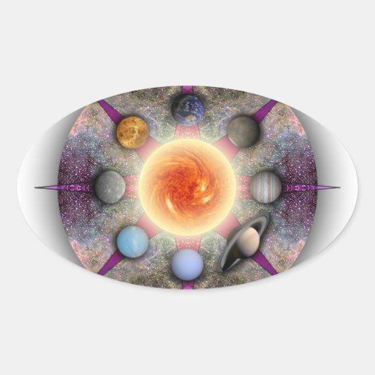 Ovale Sticker Oval Mandala Planétaire (Devant)