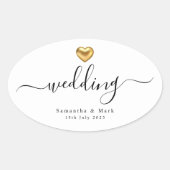 Ovale Sticker Oval Mariage simple et moderne Gold Heart (Devant)