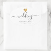 Ovale Sticker Oval Mariage simple et moderne Gold Heart (Sac)