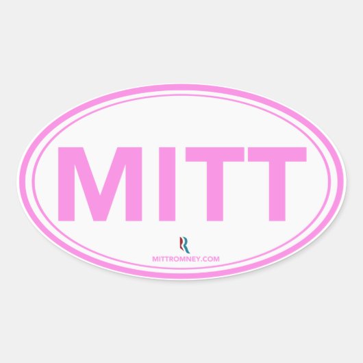 Ovale Sticker Oval Romney Ryan Mitt (Blanc / Rose) (Devant)