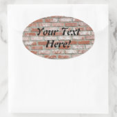 Ovale Sticker (ovl) - Mur en brique avec texte (Sac)