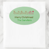 Ovale Sticker (ovl) - Père Noël et son Sleigh (Sac)