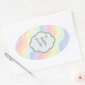 Ovale Sticker Pastel Rainbow Waves (Enveloppe)