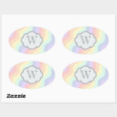 Ovale Sticker Pastel Rainbow Waves (Feuille)