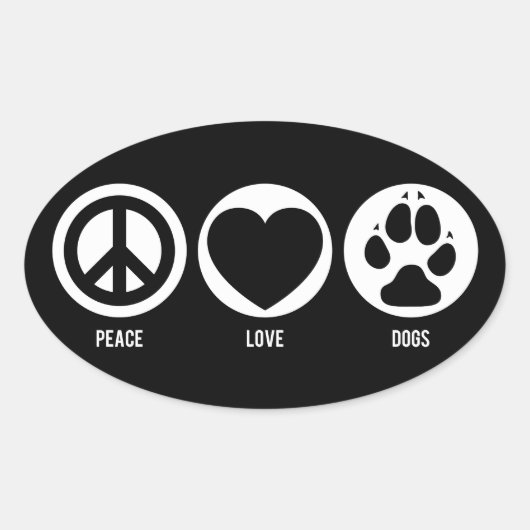 Ovale Sticker Peace Love Dogs (Devant)