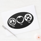 Ovale Sticker Peace Love Dogs (Enveloppe)