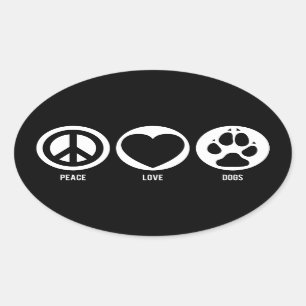 Ovale Sticker Peace Love Dogs