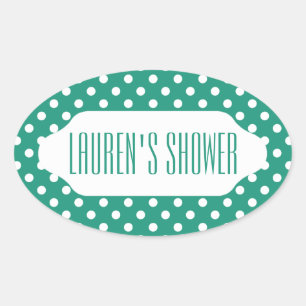 Ovale sticker pois turquoise et blanc