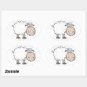 Ovale Sticker pour agneau mignon (Feuille)