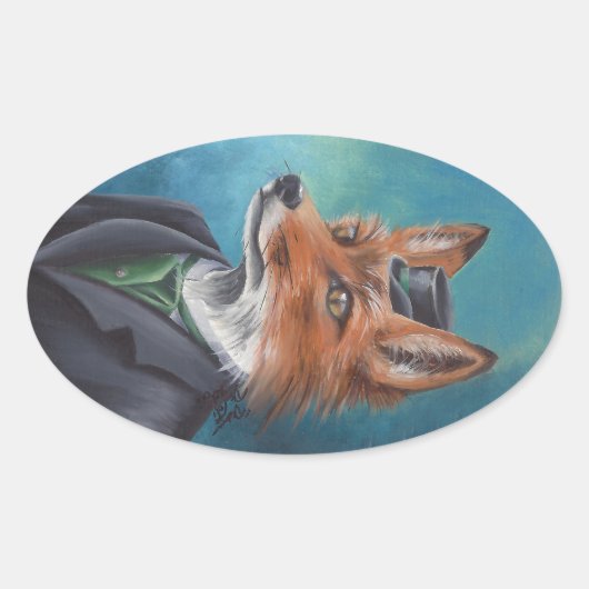 Ovale Sticker pour animaux M. Fox Fox Fox Fox Victorian (Devant)