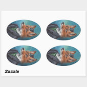 Ovale Sticker pour animaux M. Fox Fox Fox Fox Victorian (Feuille)