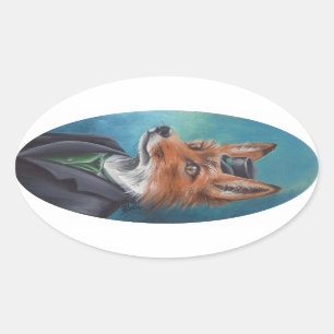 Ovale Sticker pour animaux M. Fox Fox Fox Fox Victorian
