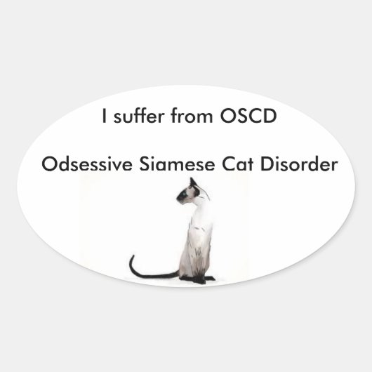 Ovale Sticker pour chat de Siamese (Devant)