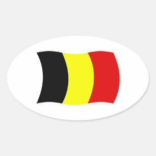 Ovale Sticker pour drapeau de Belgique